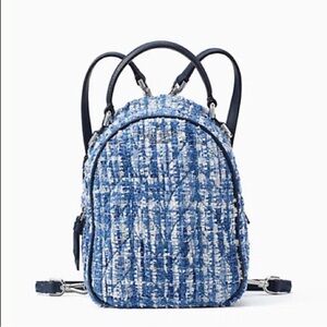 NWT Kate Spade Blue Tweed convertible backpack/crossbody bag